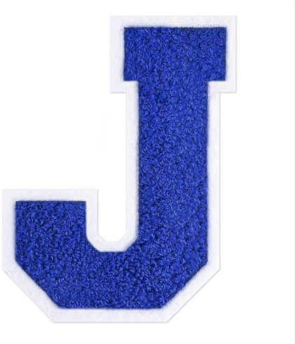 QianSiLi 4.5 Inch Chenille Iron On Letters for Clothes Varsity Letter Patches Embroidered Patch Iron On Patches for Clothing Varsity Jacket Hoodie (Blue,J)