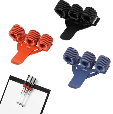 3 Stück Krankenschwester Zubehör Edelstahl Stifthalter Verstellbarer Dreilöcher Stifthalter Krankenschwester,Metall Stiftehalter Kasack,Nurse Accessories Clip für Kasack (Schwarz Blau Orange)