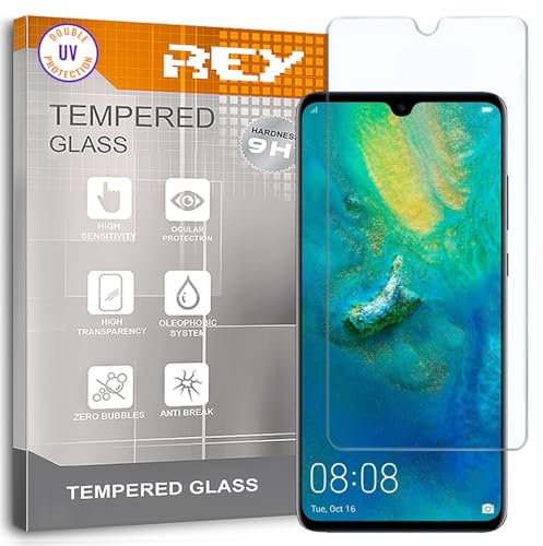 REY Protector de Pantalla para Huawei Mate 20, Cristal con Doble Protección UV, Vidrio Templado Premium 9H+