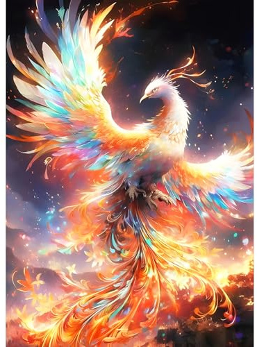 QQYRHN 5D Feuer-Phönix Diamond Painting Kit für Erwachsene Anfänger Fantasie Diamant Kunst Kits Vollständiges DIY Traumland Diamantstickerei-Set Perfekt zur Entspannung und Dekoration 30x40 cm