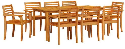vidaXL 9-teiliges Garten-Esszimmer-Set aus massivem Akazienholz