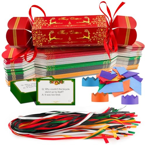Shudyear Knallbonbons für Weihnachten, zum Selbermachen, Knallbonbons für Weihnachten, Party, Süßigkeiten, Papierboxen, Neuheit, Dekorationen, Weihnachts-Familien-Knallbonbons, Geschenk mit Hüten