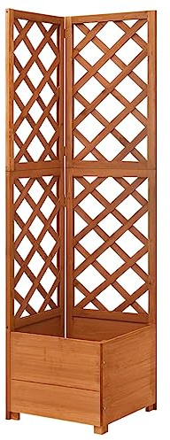Traliccio angolare in legno massiccio con fioriera integrata per piante rampicanti, robusto traliccio in legno di abete per giardino, terrazza e balcone