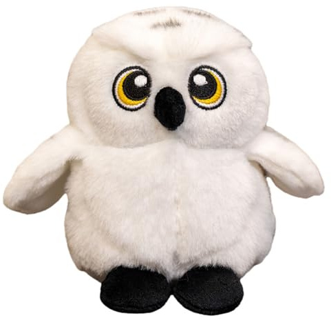 Eule Kuscheltier, 13 cm Weiches Eule Plüschtier, Weiß Schwarz Stehend Snowy Owl Schneeeule Kuscheltier, Eule Stofftier zum Kuscheln und Spielen, Plüsch Spielzeug Geschenk Für Junge Mädche (13cm)