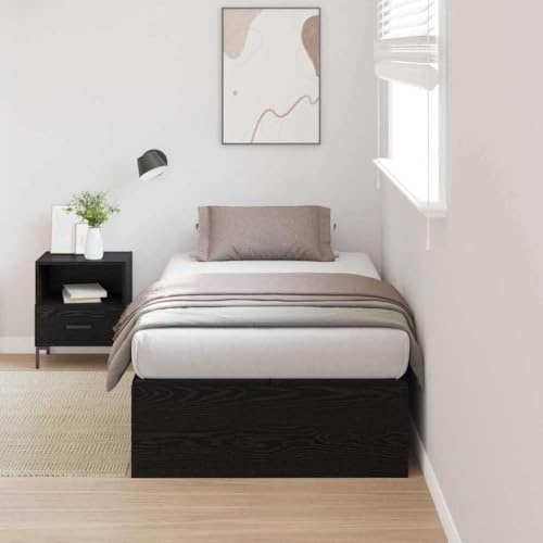 Owoxanthellate Betten Schwarz Eiche Stauraumbett Einzelbett 100x200 cm Lattenrost Bettgestell Modernes Design mit Klappmechanik für Schlafzimmer Gästezimmer und Studio