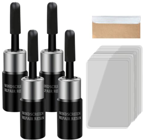 KARELLS 4PCS Windscreen Repair Kit, DIY Glass Cracked Repair Kits, Long-Lasting DIY Glass Crack & Scratch Repair Liquid for All Windshield Crack Types, Quick, Durable, Automotive Glass Solution