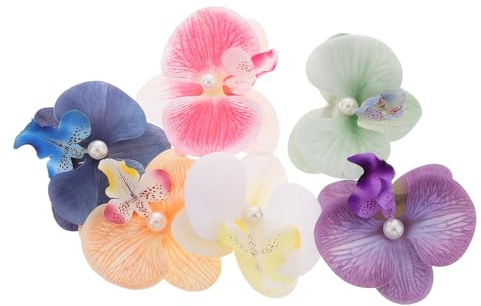 USHOBE 6 Stück Hawaiianische Haarnadeln mit Seiden Phalaenopsis Blüten Tropischer Haarschmuck für Strandurlaub Sommerlicher Boho Stil und Einzigartiges Design