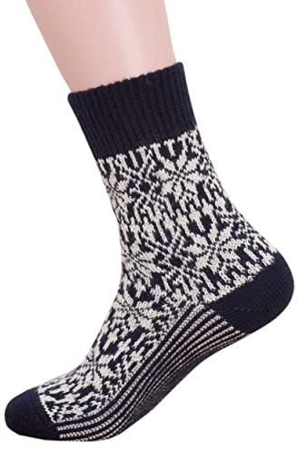Hirsch Natur, Merino Socken Sternmuster, 100% Wolle (kbT)