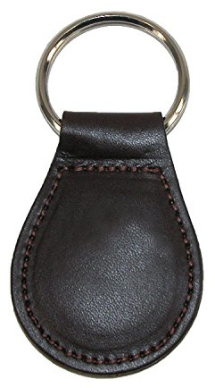 Boston Leather Smooth Leather Tear Drop Key Fob Keychain, Brown