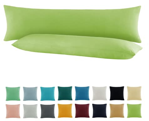 SHC by BaSaTex 2er Pack Jersey Kissenbezüge Kissenhüllen | Kopfkissenbezug aus 100% Baumwolle | 40x145 cm Seitenschläfer Kissenbezug | Farbe Apfel Grün