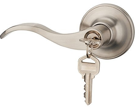 HAIFUAN Solo para puertas izquierdas,Cerradura de palanca de manija de puerta principal de entrada de manija de palanca ondulada haifu 'an, acabado de níquel satinado (805-K-L)