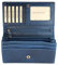 Hochwertige Vintage Leder Damen Geldbörse Portemonnaie langes Portmonee Geldbeutel aus weichem Leder mit RFID in blau - 17,5x10x3cm (B x H x T)