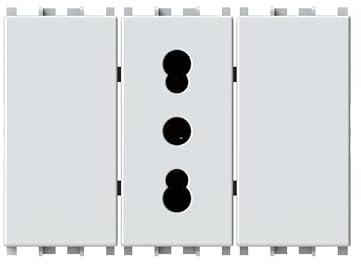 4box - Presa da Incasso Bitappo Compatibile con Vimar® Plana™. Presa da 10/16 A e 2 copriforo. Installazione facile e veloce senza utensili. Colore Bianco