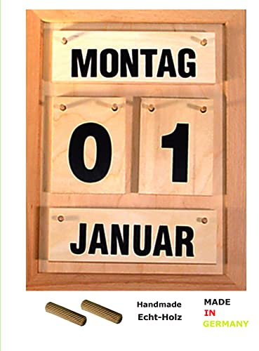 Dauerkalender im Halbformat aus Buchenholz | Handgefertigt | Zeitloses Design | Tagesstruktur | Vielseitig einsetzbar | Naturprodukt | Made in Germany | Für Zuhause, Büro, Praxis | Schwarz
