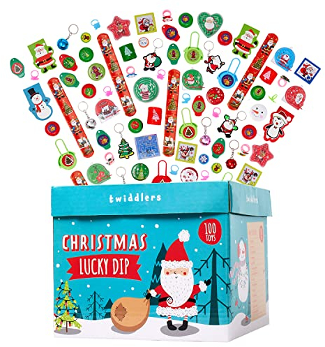 THE TWIDDLERS 100 Stück Weihnachten Adventskalender Mitgebsel Spielzeug für Jungen & Mädchen, Lucky Dip Tombola Weihnachtsspiele