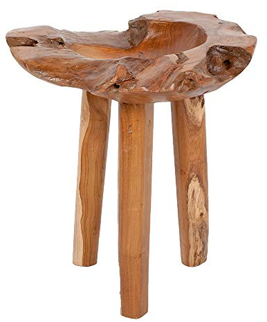 LEBENSwohnART Teak Beistelltisch Big Bowl ca.50cm Nachttisch Blumenhocker Massivholz Teaktisch