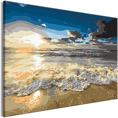 murando - Peinture par Numéros Adulte DIY 50x40 cm - Avec Cadre, Peintures Acryliques et Pinceaux - Tableau à Faire Soi-Même Loisir Créatif Maison Décoration Murale - Plage Mer n-A-0723-d-a