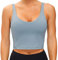 Wjustforu Damen Tank Top Gepolstert Sport BH Laufen Workout Yoga Crop Top, Denim Blau, small