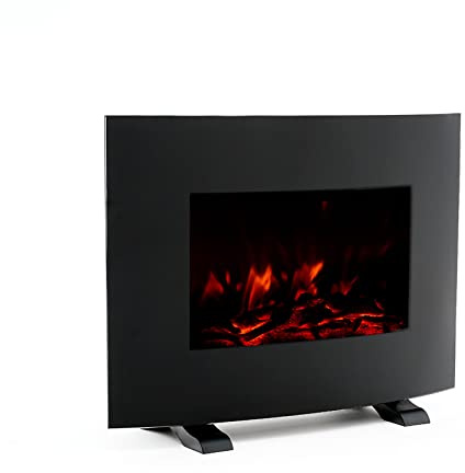 Chimenea Eléctrica 2000 W Kekai Iowa 55x22x43 cm con Simulación de Fuego para Suelo/Pared Negra