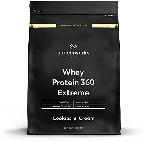 Protein Works - Protéine Whey 360 Extrême | Premium Whey Shake | Apport protéinés | Protéines haut de gamme | 34 Servings | Cookies Crème | 1.2kg