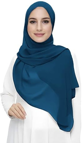 Lina & Lily Damen Muslim Premium Chiffon Hijab Kopftuch Schal aus Leicht Stoff (Preussischblau)