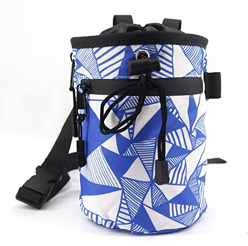 NewDoar Kreidebeutel zum Klettern – Boulder-Kreidebeutel-Eimer mit Schnellverschluss-Gürtel und 2 großen Reißverschlusstaschen – Ausrüstung für Kletterausrüstung – Blau