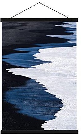 Lanpn B2 Cadre Poster Magnétique 50 CM, 50x70 50x100 Cadre Photo Aimanté en Bois Naturel pour Affiche Cadre Magnétique Cadre d'affiche Cadre Suspendu Porte-affiches (50cm, Noir)