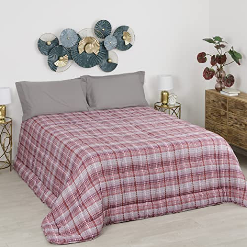 Baroni Home Couette d’Hiver en éco-Plume, Boutis Chaud et Doux 350gr/mq, hypoallergénique, Anti-acarien, édredon Respirant, Matrimoniale 260x260 cm, Couvre-Lit Pied de Poule Rose