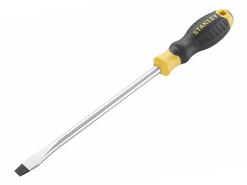 Stanley Cushion Grip™ Screwdriver Flared Tip 10 x 200mm, Made from high-Strength, Chrome Vanadium Steel with Strong Magnetic Black Oxide tip