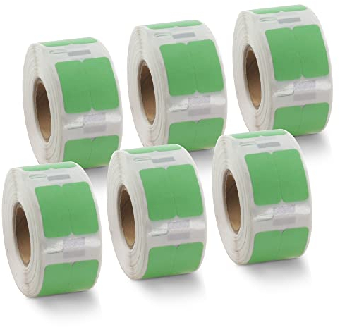BETCKEY - 6 Rollen Grün Mehrzwecketiketten (Klein) Kompatibel mit DYMO 11353(S0722530), 13mm x 25mm, 6000 Farbige Etiketten für LabelWriter 450, 4XL NICHT passend 550 oder 5XL