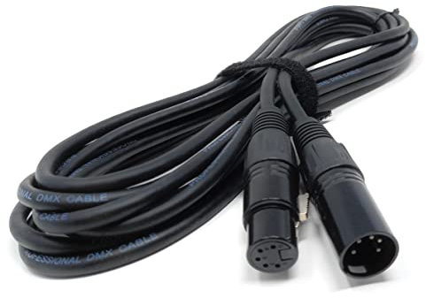 5m DMX (XLR) 5 pin Spiral Shielded Insulated Male to Female Extension Stage Light Signal Cable Lead 16.5ft