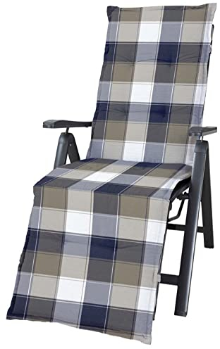 Relaxliegestuhl-Auflage 2er Set Gartenstühle 174x50 cm Grau-Blau WAOCMA - Made in EU mit ÖkoTex100 (2) (174x50x6cm (2er Pack))