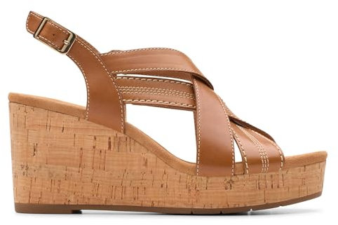 Clarks Women's Sabina Sling Sandal, Tan Leather, 5 UK