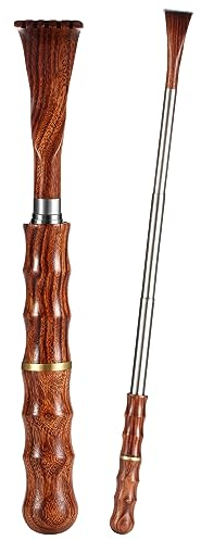Rückenkratzer Ausziehbar, Edelstahl Teleskop Rücken Kratzer Holzgriff Back Scratcher Massagegerät Rückenkratzer für Männer und Frauen