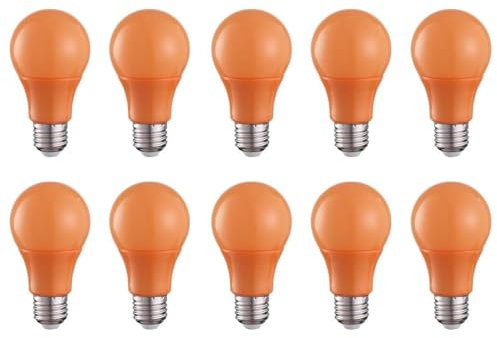 Jiotouhu 10er E27 Farbige Glühbirnen LED 3W 25Watt Leuchtmittel Birnenform, A60 Leuchtmittel, 220-240V AC, für Außen & Innen - Party & Biergarten, Orange