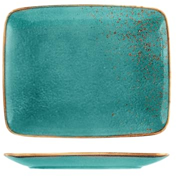 H&h set 6 piatti rettangolari reactive azzurro cm 29x23