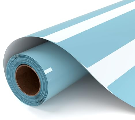 UIOK Plotterfolie Textil, Hellblau Flexfolie Plotter Textil 30.5x182cm Textilfolie Plotter,Boho Bügelfolie Plotter für DIY T-Shirt, Heat Transfer Viny für Cricut & Silhouette Cameo