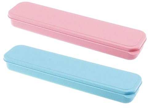 SSKHE 2 Pièces Boîte à Couverts Portable,Boîte de Rangement pour Couverts de Voyage, Boîte à Couverts de Tige de blé pour Pique Nique et Camping de Voyage