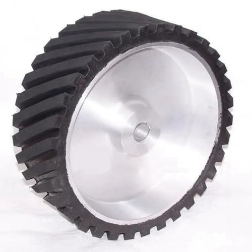 300 * 50 * 25mm Grooved Rubber Wheel Belt Sander Polisher Wheel Sanding Belt Set Contact Wheel,x