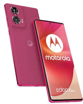 Motorola Edge 50 Fusion, 256 GB RAM 8 GB, smartphone sbloccato, schermo curvo da 6,7, doppio sensore da 50 MP, INCLUSO: custodia, caricatore ultra veloce 68 W, rosa lampone [versione francese]
