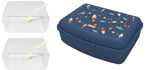 NERTHUS FIH 1294 Fiambrera Infantil Espacio Caja de Almuerzo Ligera y Fácil de Limpiar con 2 Divisores y Tenedor