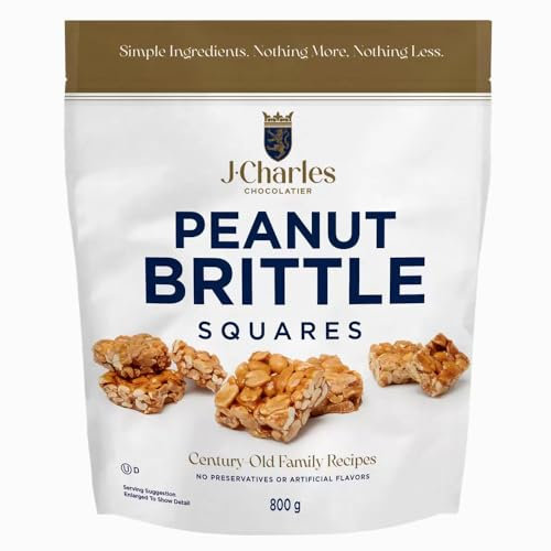 J.Charles Peanut Brittle Squares, 800g - Vegetarian, Non-GMO, Made in the UK