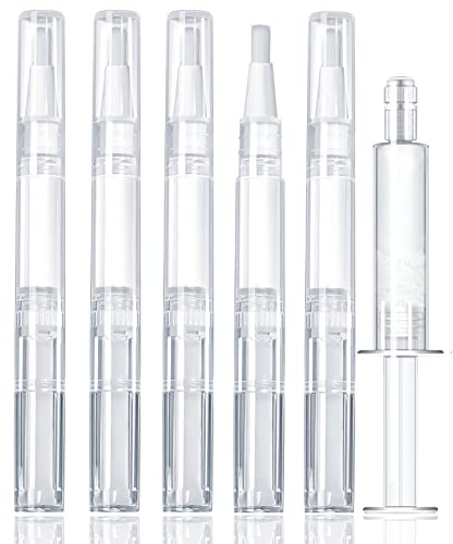 xadgwsd Twist Pen 0.1 fl oz (3 ml) Rotating Transparent Refill Makeup Container Cosmetic Nail Oil Perfume Brush Head Divider Bottle Travel Accessories with Syringe Dropper