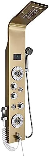 Bagno Doccia Rubinetto LED Pannello Doccia Colonna Miscelatore Vasca Da Bagno Con Doccetta Schermo Della Temperatura-Oro A,Oro A