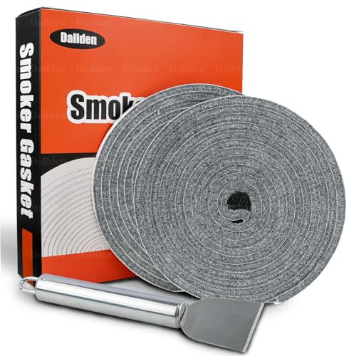 Dallden Grilldichtung mit Schaber für Big Green Egg – für L, XL, XXL Big Green Egg Dichtung Ersatz, 2er-Pack (2,4 m und 3 m), graue selbstklebende Hochtemperaturdichtung für Smoker