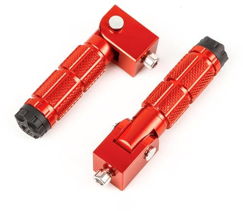 Mulcort 1 Paire de Repose-Pieds Pliables pour pédales de Moto, Universels Pédales en Aluminium de 8 mm pour Moto, Scooter, vélo, vélo électrique(Rouge)