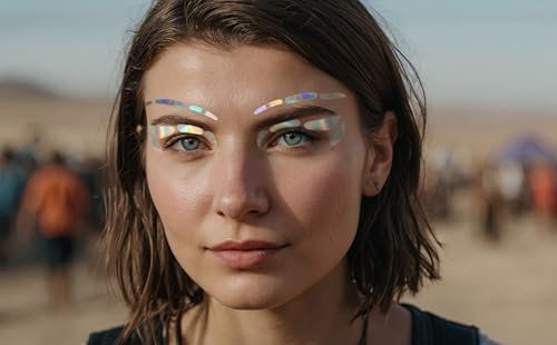 Eyeliner Sticker | Lidstrich Aufkleber holografisch | Festival Make-Up | Face Gem (Silber, Dash)