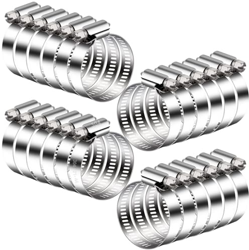 ASelected 20 Pcs Hose Clips 21-44Mm Stainless Steel Jubilee Clips for Vent Drain Exhaust Pipe Water Pipe