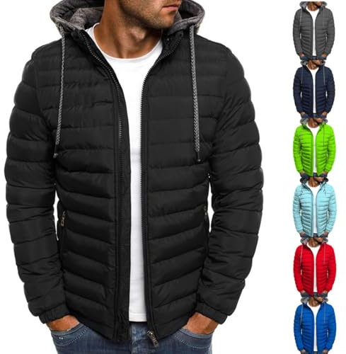 RLEHJN Black Friday Angebote 2024 Daunenjacke Herren Winter, Steppjacke Herren Leichte Wattierte Winterjacke mit Kordelzug Outdoor, Softshelljacke Baumwolle Übergangsjacke für Wandern