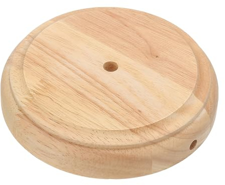 PATIKIL 6.5 x 1.3 Wooden Lamp Base, Round Solid Wooden Base Wood Desk Lamp Display Stand Replacement for Bedroom Bedside Table Lamps DIY